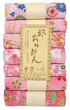 Japanese Chirimen Fabric Rayon Cut Cloth Assortment 7pcs Set Sewing Craft Pink