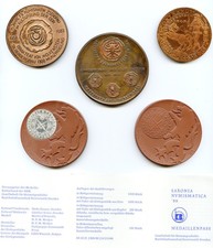 Lot 1 - 5xMedaillen Kupfer + Porzellan Zschopau-Cottbus-Braunschweig L.-Dresden