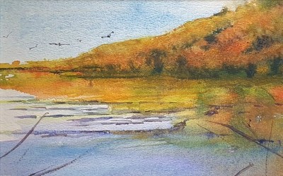 Bild-Picture - Aquarell- Original - Sea - Meer - Urlaub - 15 X 23 cm 
