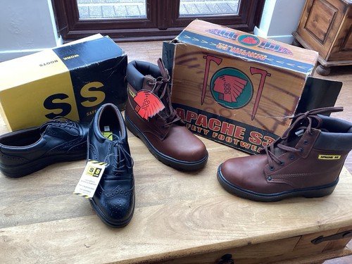 NEW 2 x pairs safety shoes men Size 9 sterling brogue & Apache boots & leather - Picture 3 of 11