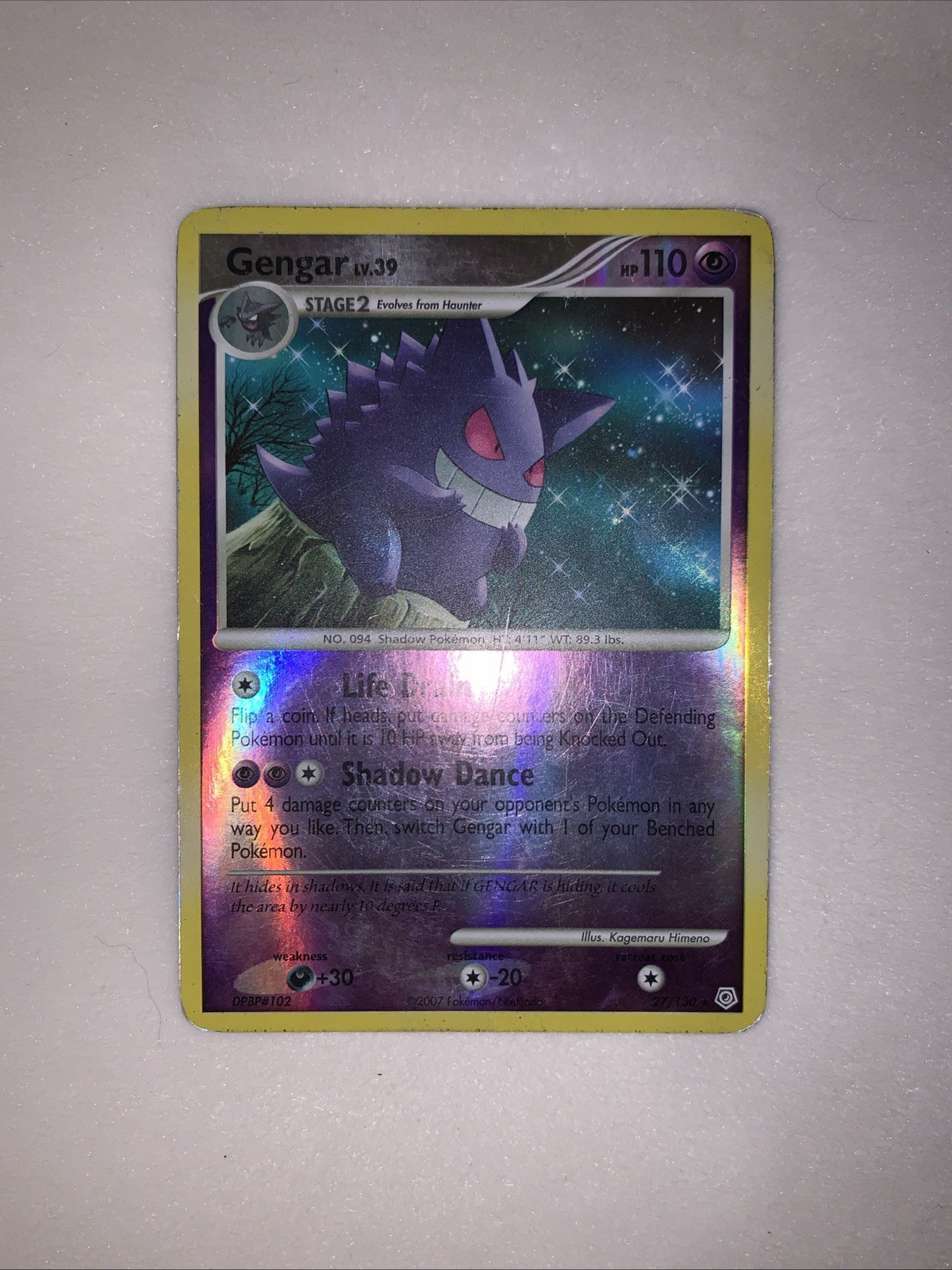 Pokémon Gengar 27/130 Diamond and Pearl Rare Reverse Holo HP110 Card