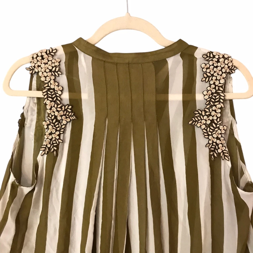 Túnica Maryan Melhorn com miçangas 100% seda para natação roupa costeira resort tamanho P - Imagem 4 de 4