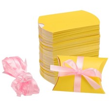 uxcell 100Pcs Pillow Boxes 3.5 x 2.8 x 1 Inch Gift Boxes with Ribbons, Presents