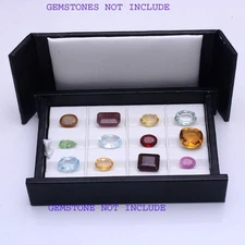 3 ROWS GEMSTONES DISPLAY CARRY TRAVEL BOX SHOW CASE GEMSTONE 12 GEMSTONES SEAT