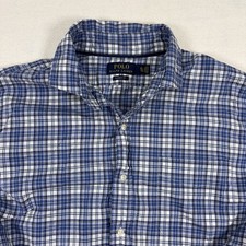 Polo Ralph Lauren Dress Shirt XL Blue Tartan Plaid Classic Fit Spread Collar