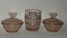 2 Stacked/Faceted Pink Depression Trinket/Puf...