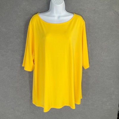 Susan Graver Essentials Womens Top Sz 2X Yellow Boat Neck Liquid Knit Tunic