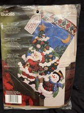 Bucilla Felt TREE SHOPPING 18" Stocking Kit  NEW  2009 Beads Sequins Embroidery