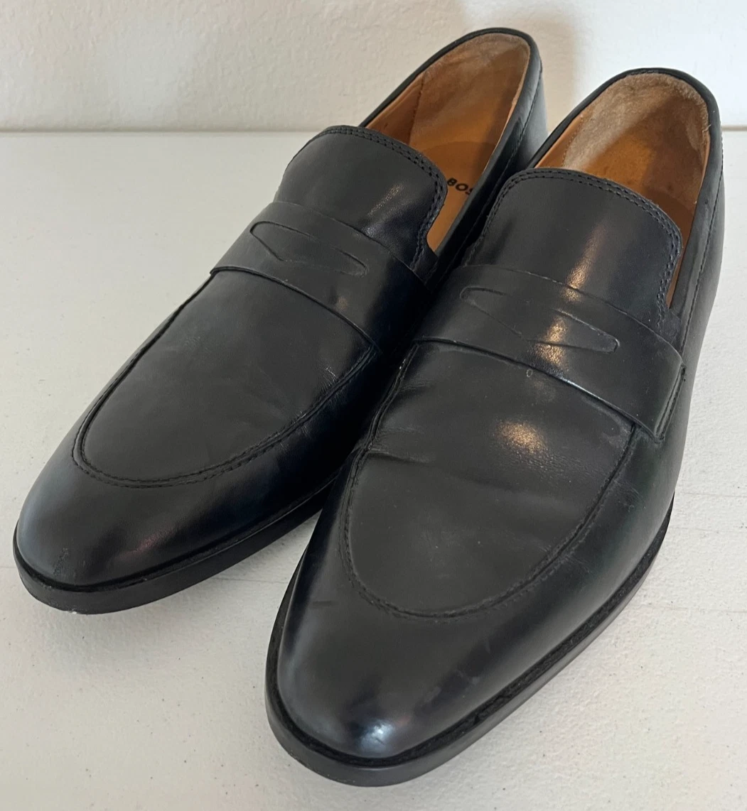 Hugo Boss Men\'s Black Leather Slip-On Loafers Metal Bit Detail - Size 11.5M HUGO BOSS Loafers & Slip-On Shoes for Men - Sale main image 4