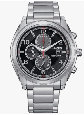 Citizen Herrenuhr Stahl Schwarz Chronograph Eco Drive _CA0671-82E