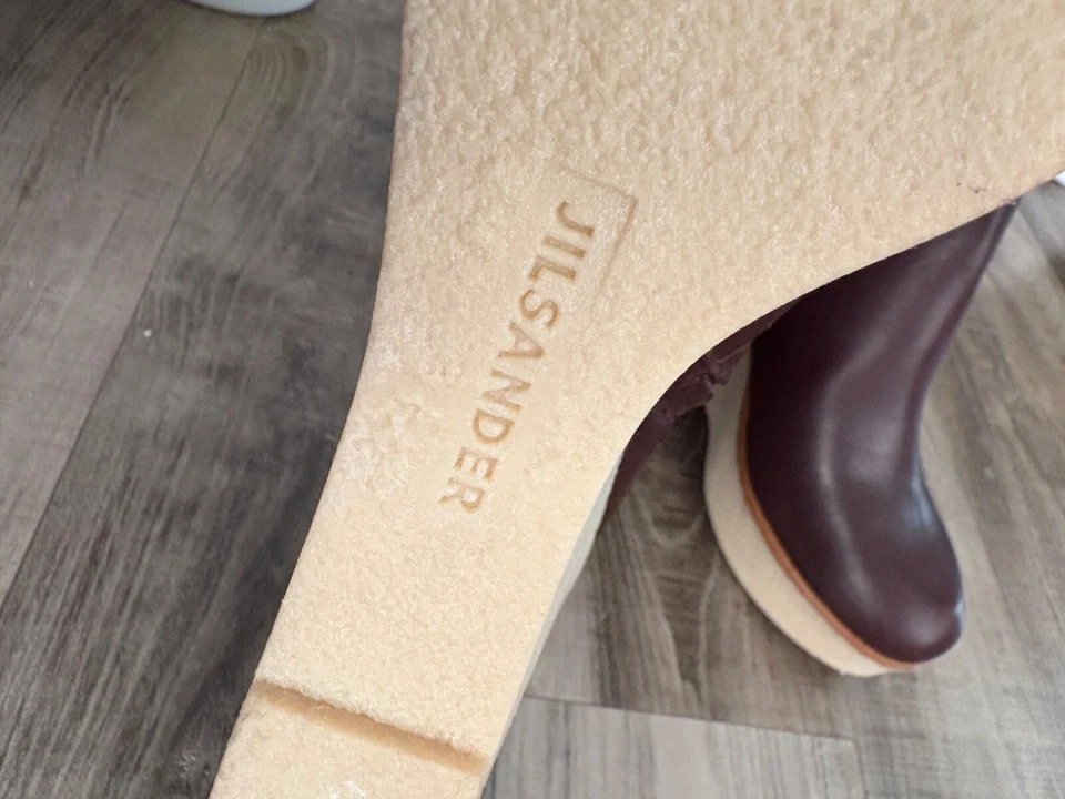 Jil Sander Brown Beige Leather Ankle Boots - 38 New - Image 2 of 4