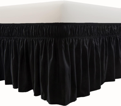 Wrap Around Bed Skirt Three Fabric Sides Elastic Dust Ruffled 16 Inch Tailored D