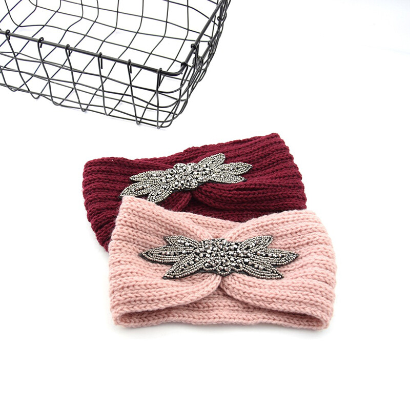 Knitted Warm Headband with Rhinestone Diamonds - Soft Elastic Hair Strap for Amazon.com : JKPOWER Women Sequin Knitted Hairband Flower  main image 4