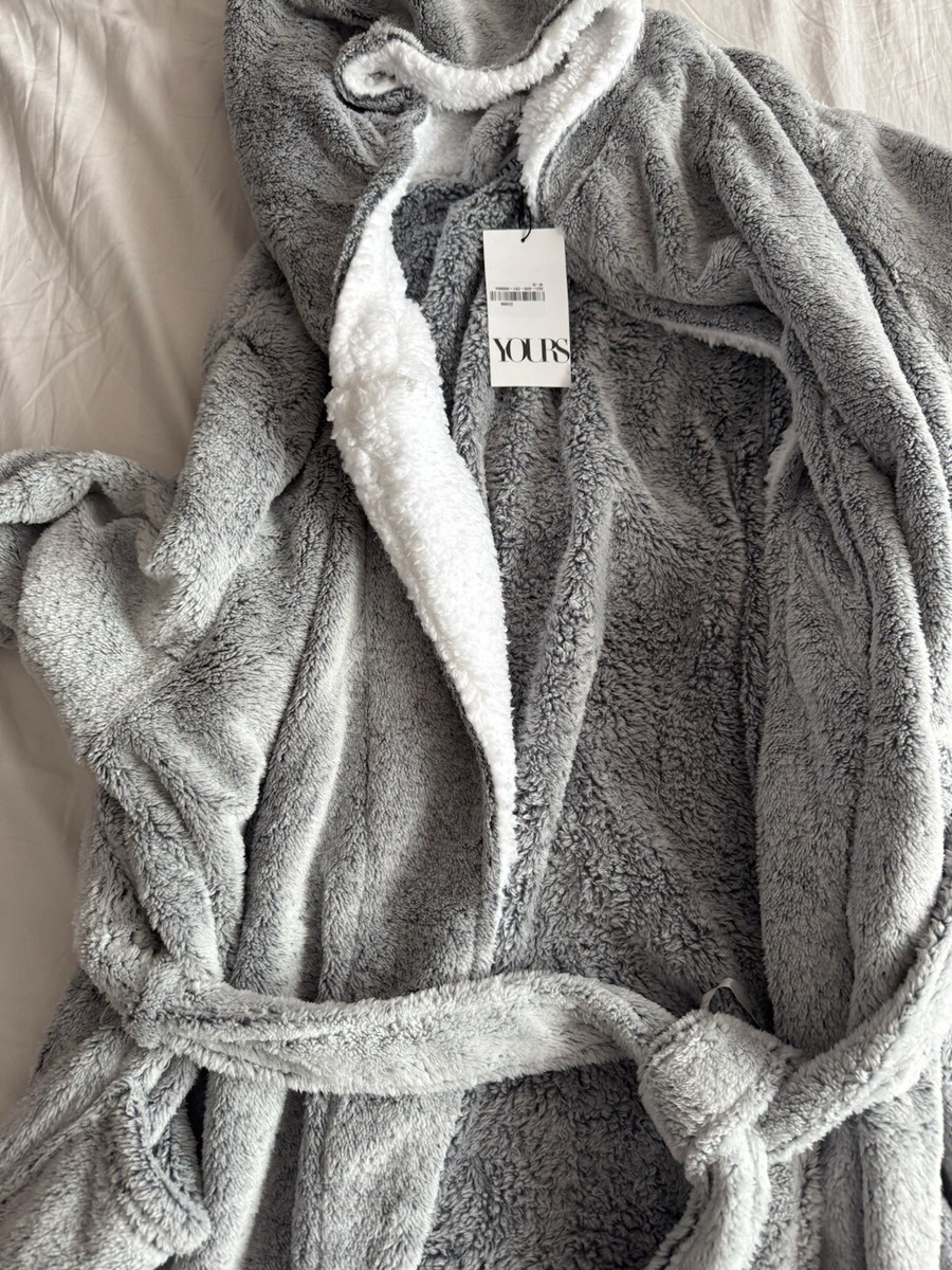 YOURS Curve Grey Contrast Hooded Maxi Dressing Gown UK
