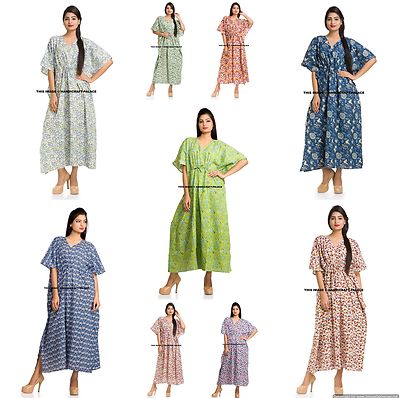 10 Wholesale Lot Caftan Women Top Kimono Style Free Size Long Kaftan Tunic Dress