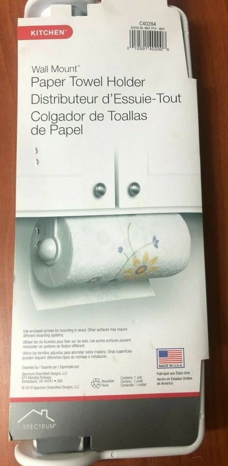 Toallero de papel de montaje en pared Spectrum fácil instalación, debajo del gabinete de cocina Foto 4 de 4