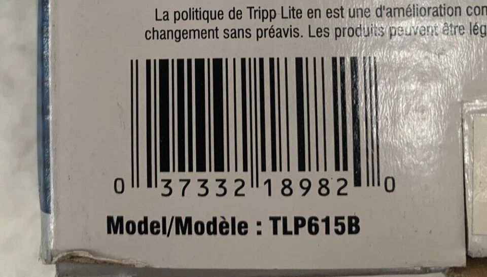 Tripp Lite TLP615B 790 Joules 6-Outlet 15' Cord Black Surge Protector - Image 3 of 4