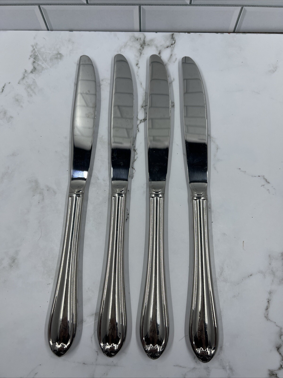 4 Dinner Knives Hollow Lenox BUTTERFLY MEADOW Glossy Stainless 9 3/4
