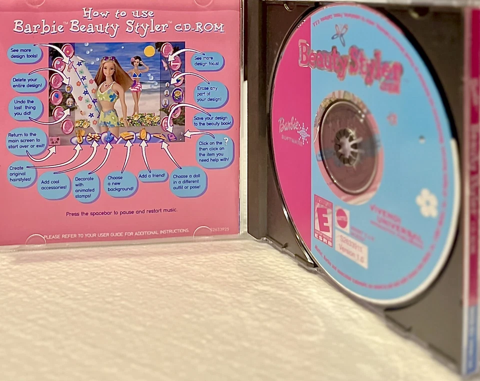 BARBIE Beauty Styler Big Box PC CD-ROM Video Game Software Windows Mac Mattel - Image 4 of 4