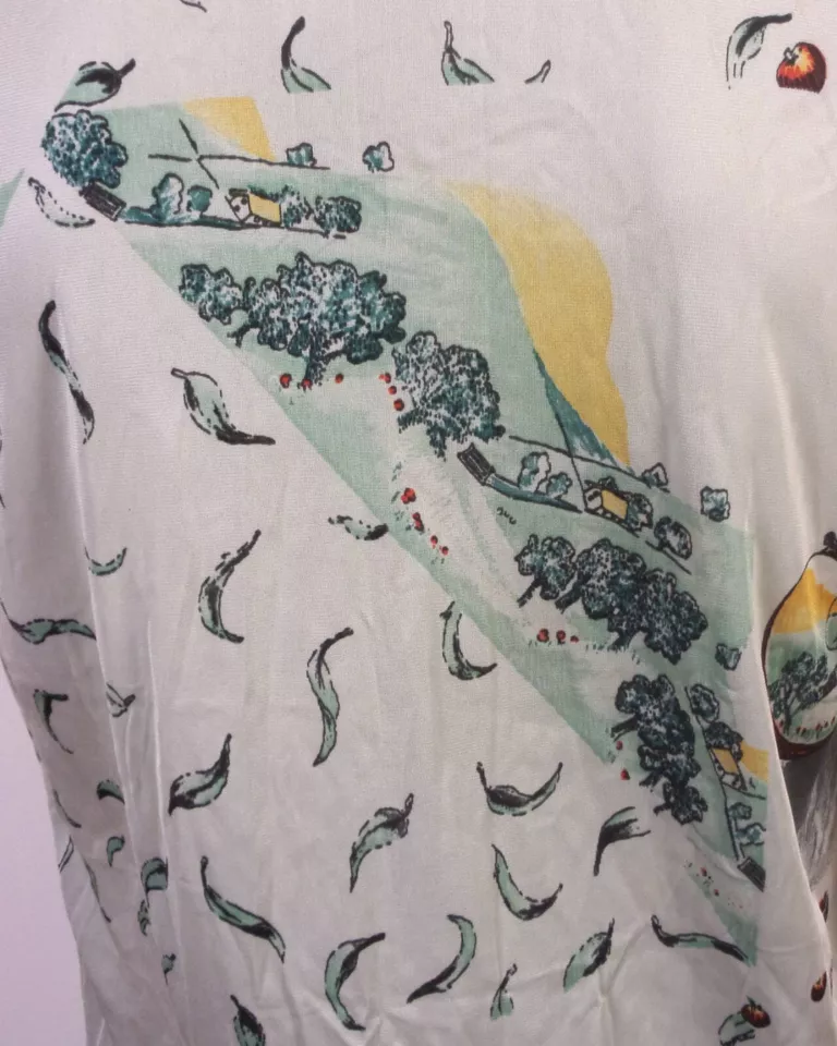 vintage 60s 70s Prince Bari Acetate / Nylon Disco Shirt Peaches Theme Nik Nik L - Image 4 of 4