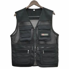 Multi Pockets Men's Cargo Waistcoat Mesh Vest Gilet Fishing Outdoor Work Casual