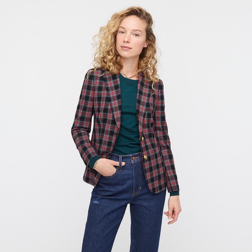 New J Crew Parke blazer in black Stewart tartan Sz 00 $288 - Picture 3 of 12
