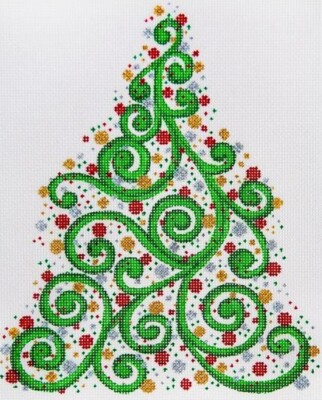 Needlepoint Handpainted JP Needlepoint Swirly Christmas Tree 11x13