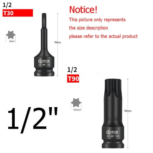 Hex Torx Star & Spline BIT Socket Set 3/8" & 1/2"dr Long & Short Reach Allen Key - Picture 9 of 11