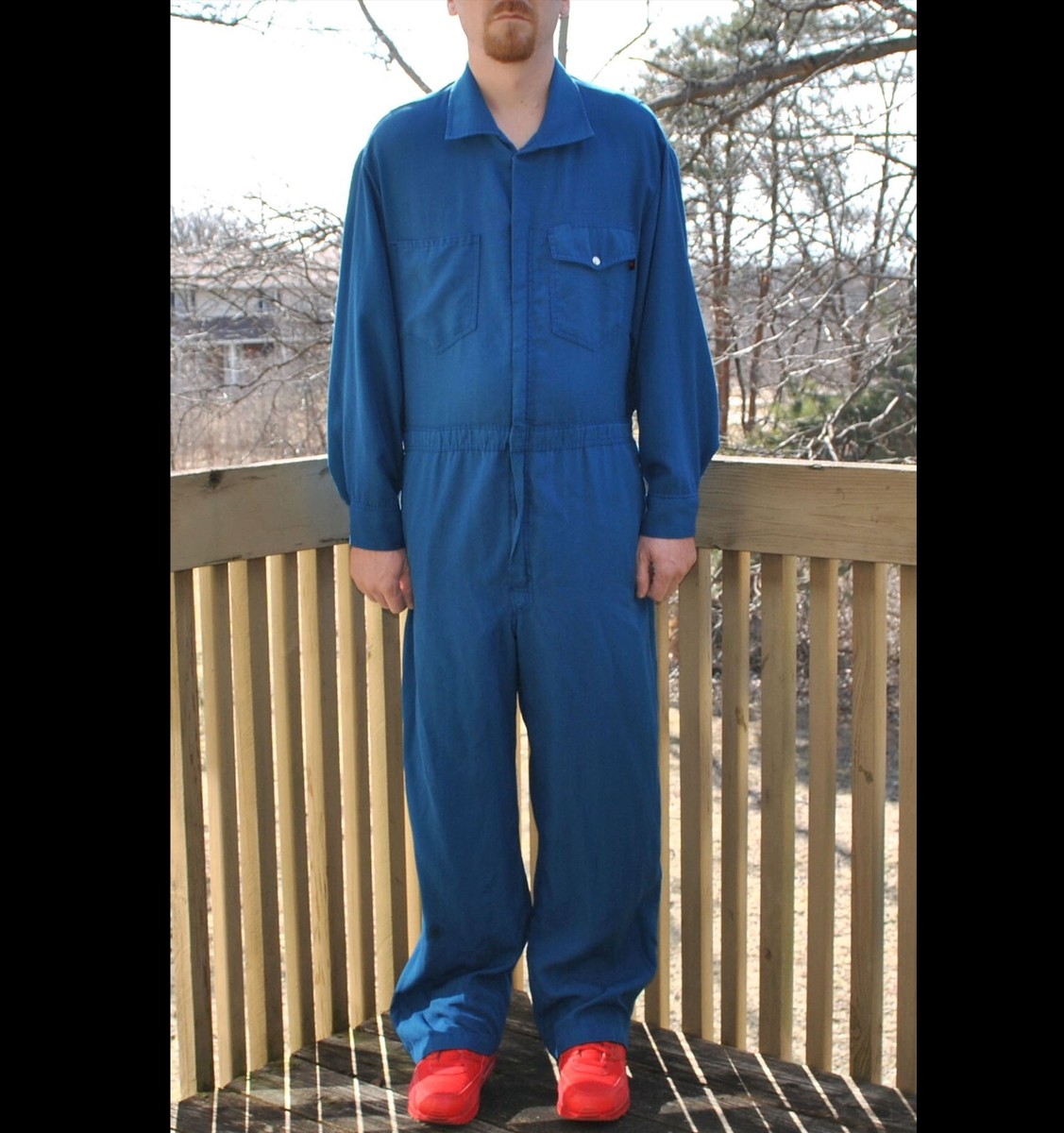 Vintage Workrite Coveralls Mens Size 46S Blue Long Sleeve Zip