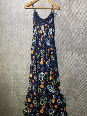 GEORGE WOMENS MAXI DRESS SIZE UK BLUE FLORAL