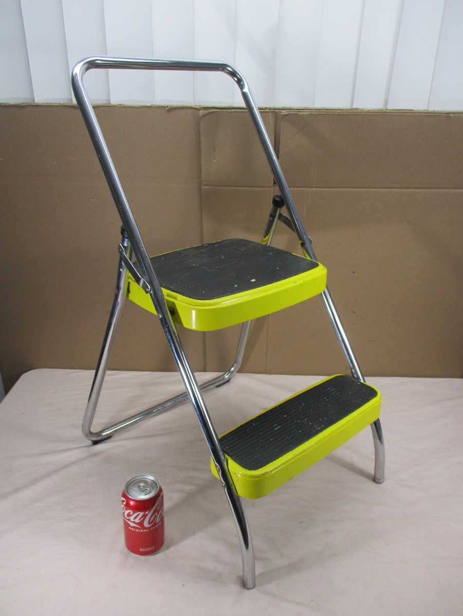 Vintage Cosco Two Step Folding Kitchen Garage Ladder Step Stool
