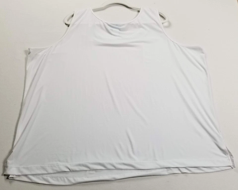 Camiseta regata feminina Koret 3X plus branca azul sem mangas gola redonda elástica - Imagem 4 de 4