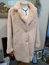 Misspap Beautiful Thick Soft Faux Fur Dusty Pink Coat Size 14 Bnwot