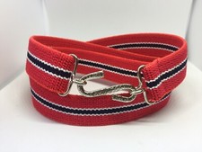 Elasticated Snake Belt Red Black Striped 25mm Adult Boys Mens Girls V90