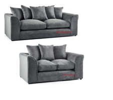 New Stone Plush fabric double Corner Sofa 3 2 Seater Grey Cream Armchair Swivel