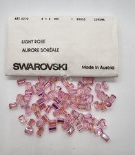 Factory Pack Swarovski Crystal Light Rose AB 9mm Cylindrical 5230 Beads; 144pc