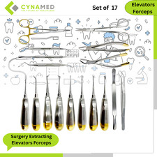 Oral Dental Surgery Extracting Elevators Forceps Instrument Kit Set Set of 17