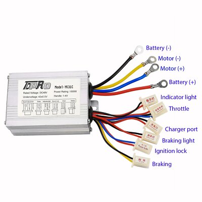 1000W Watt 48V DC Speed Controller box & Throttle Grip for brush