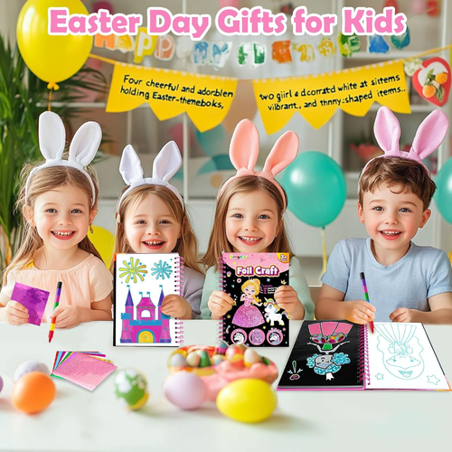 Foil Art Craft Activity for Kids - Easter Basket Stuffers Essentials, Fun No Mes - Bild 3 von 12
