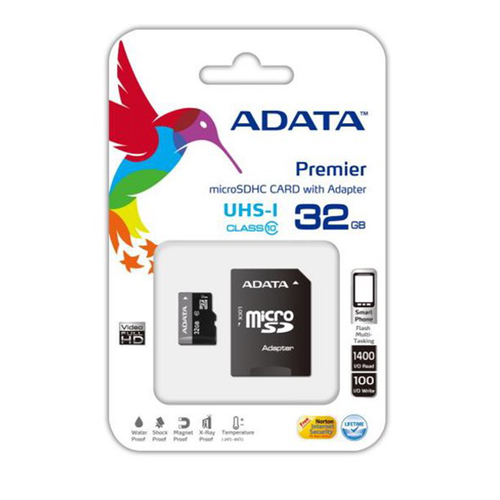 32GB ADATA Turbo microSDHC UHS-1 CL10 Memory Card w/SD adapter