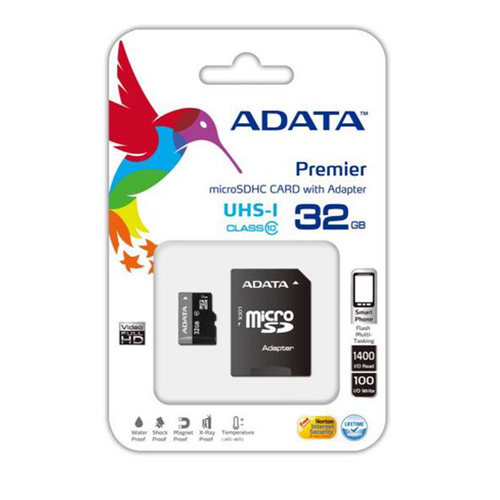 32GB ADATA Turbo microSDHC UHS-1 CL10 Memory Card w/SD adapter - Picture 1 of 5