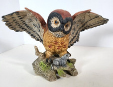 Vintage Royal Crown Porcelain Owl and Mouse Figurine Signed by J. Byron