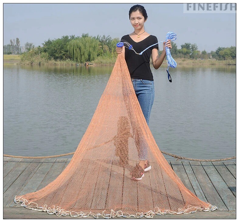 4FT-12FT Hand Throw Fish Cast Net Outdoor Hunting Catch Fishing Mesh with Sinker 4FT-12FT Hand Throw Fish Cast Net Outdoor Hunting Catch Fishing Mesh with Sinker