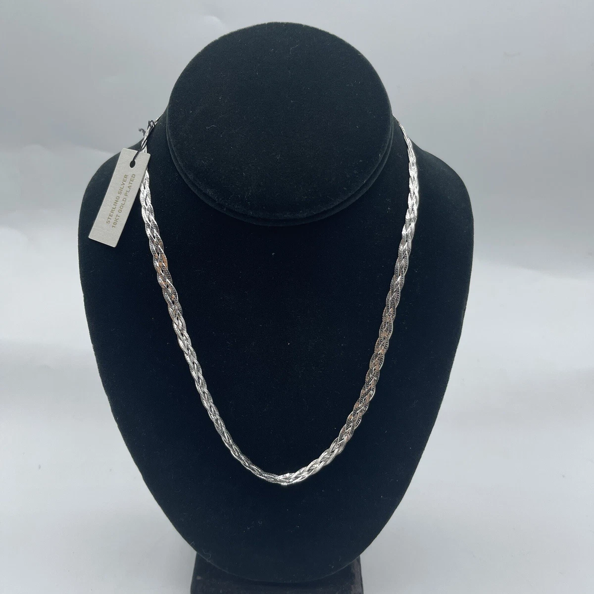 Karizia Sterling Silver .925 White 18kt Gold Plated Chain Necklace 18