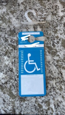 Handicap Transparent Parking Placard Novelty Item TX CA GA FL NY IL