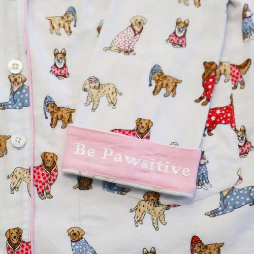 New Live Love Lounge Women Flannel Pajamas PJ Set Pockets Small Grey Dogs - Picture 5 of 5