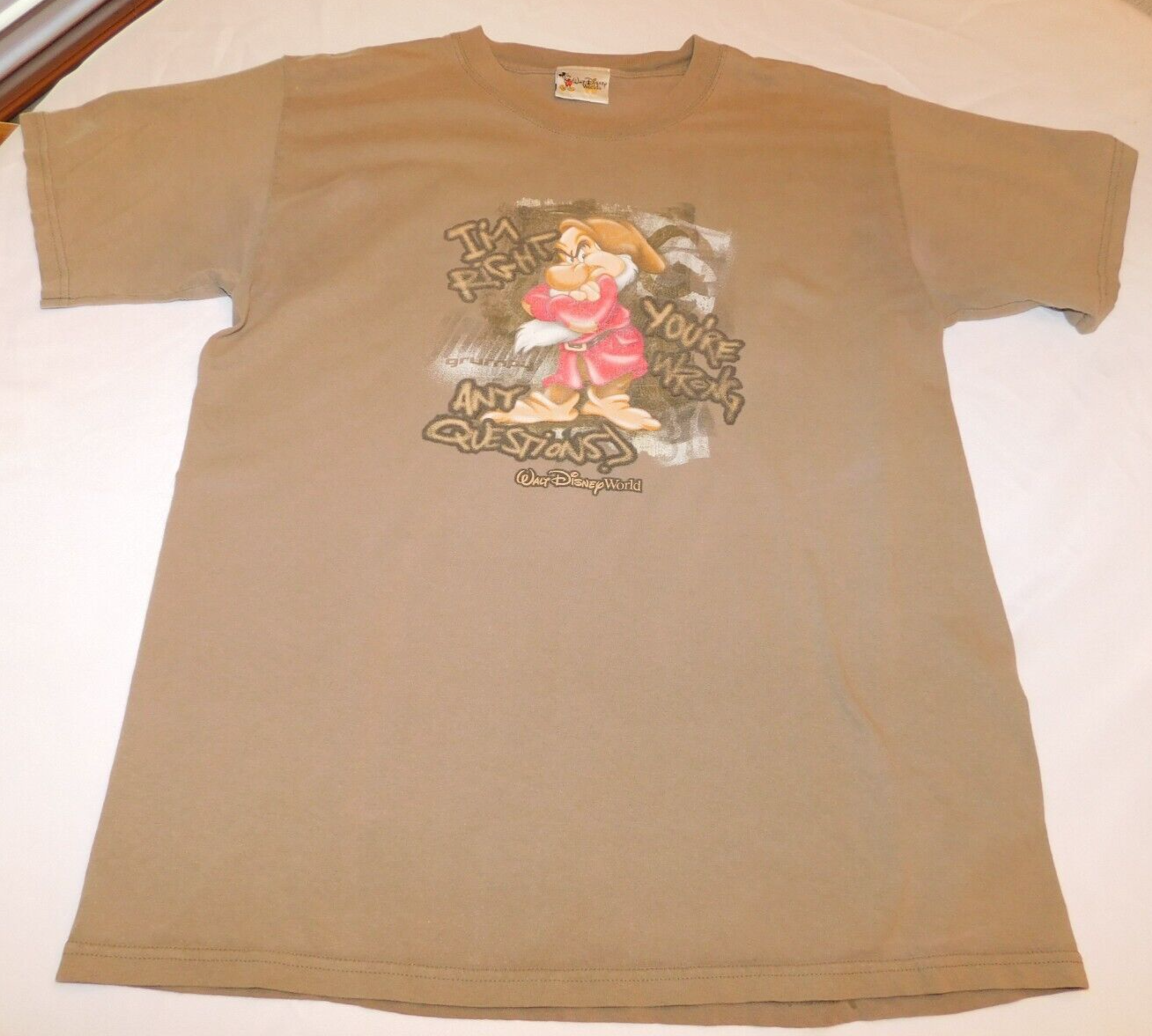Walt Disney World Grumpy Mens Short Sleeve T-Shirt Size As Measured