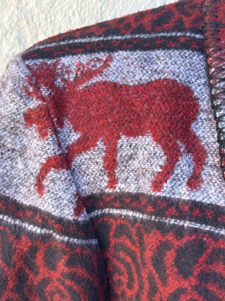 Chaqueta polar vintage David Paul New York pequeña alce vida silvestre roja multicolor EC Foto 4 de 4
