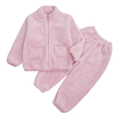 Unisex Kids Outfits Boys Sleepwear Nightwear Set Flannel Elastic Waistband Warm - Picture 20 of 52
