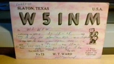 amateur ham radio QSL postcard W5INM Ward 1948 Lubbock Slaton Texas